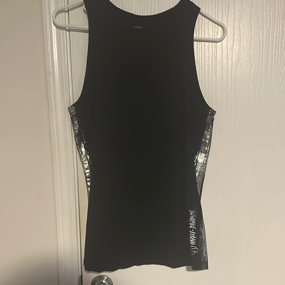 Harley Davidson Black Sleeveless Top with silver design on the sides